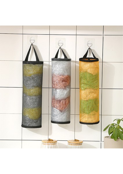 Duvara Monte Çöp Torbası Mutfak Askılı Görsel Saklama Sihirli Delinmeyen Çekmeli Plastik Torba Saklama Çantası Siyah+Gri (Yurt Dışından) fiyatları