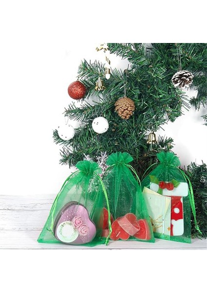 100 Adet Inci Iplikli Çanta, Organze Çanta, Bağcıklı Sergileme Çantası, Noel Şeker Hediye Çantası, 10 x 15 cm (Yurt Dışından) indirimleri