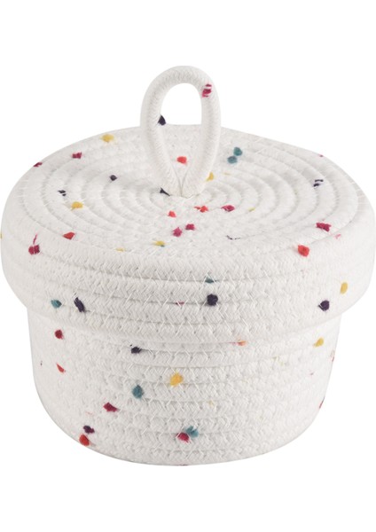 Pamuklu Halat Saklama Sepeti Kapaklı Küçük Dokuma Sepet Saklama Dokuma Saklama Düzenleyici Havlular, Anahtarlar, Atıştırmalıklar ve Diğer Eşyalar Için Kutular (Yurt Dışından) fırsatları