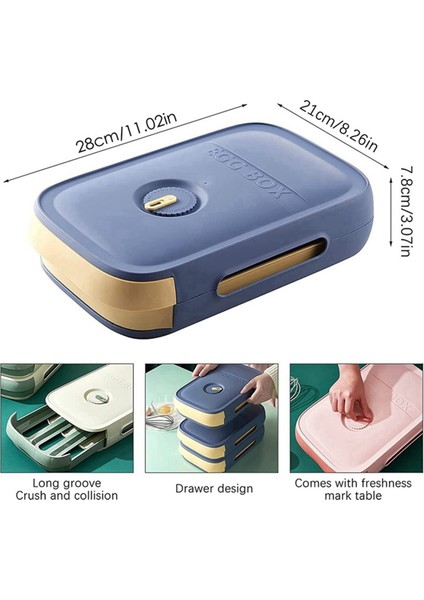 Çekmece Tipi Buzdolabı Yumurta Saklama Kutusu, Tarih Hatırlatıcılı, Mutfak Saklama Aracı Için Istife Edilebilir Plastik Yumurta Tepsisi (Mavi) (Yurt Dışından) fırsatları