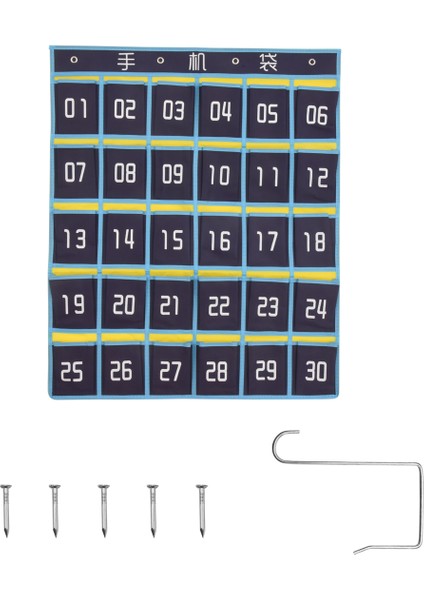 Numaralı Cep Tablosu Sınıf Düzenleyici Cep Telefonu Hesap Makinesi Tutucuları (30 Cep, Mavi Cepler) (Yurt Dışından)