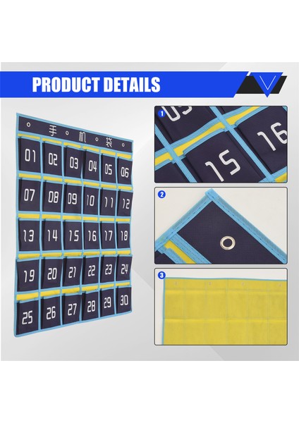 Numaralı Cep Tablosu Sınıf Düzenleyici Cep Telefonu Hesap Makinesi Tutucuları (30 Cep, Mavi Cepler) (Yurt Dışından) indirimleri