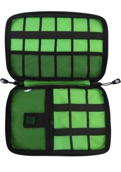 Siyah Yeşil Saklama Çantası Aksesuar Düzenleyici Taşınabilir USB Veri Kablosu Şarj Cihazı Fişi Seyahat Su Geçirmez Düzenleyici (Yurt Dışından)