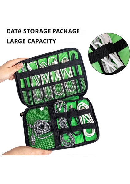 Siyah Yeşil Saklama Çantası Aksesuar Düzenleyici Taşınabilir USB Veri Kablosu Şarj Cihazı Fişi Seyahat Su Geçirmez Düzenleyici (Yurt Dışından) fırsatları