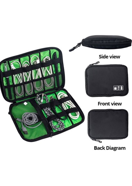 Siyah Yeşil Saklama Çantası Aksesuar Düzenleyici Taşınabilir USB Veri Kablosu Şarj Cihazı Fişi Seyahat Su Geçirmez Düzenleyici (Yurt Dışından) indirimleri