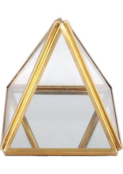 Cam Mücevher Kutusu Altın Geometrik Dekoratif Kutu Geometrik Cam Piramit Yüzük Tutucular Düğün Doğum Günü Hediyesi Için (Yurt Dışından)