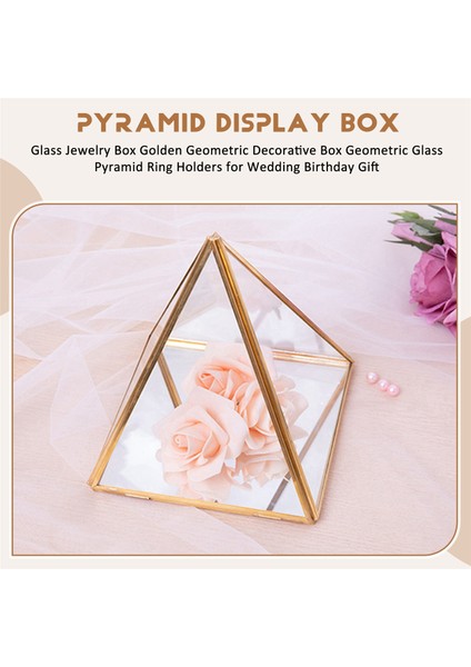 Cam Mücevher Kutusu Altın Geometrik Dekoratif Kutu Geometrik Cam Piramit Yüzük Tutucular Düğün Doğum Günü Hediyesi Için (Yurt Dışından) fırsatları