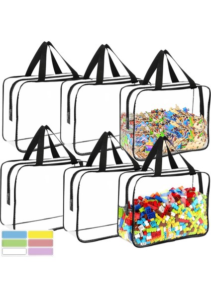 Etiketli Büyük Oyuncak Saklama Çantaları, Yeniden Kullanılabilir Şeffaf Pvc Masa Oyunu Saklama, Fermuarlı Seyahat Su Geçirmez Düzenleyici Çantalar (Yurt Dışından)
