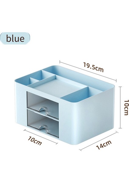 Adet Pembe + Mavi Basit Şeffaf Çekmeceli Saklama Kutusu Çocuk Öğrenci Ofis Masaüstü Süsleri Kalemlik (Yurt Dışından) fırsatları