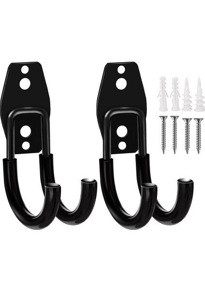 2'li Garaj Kancaları Ağır Hizmet Tipi Duvara Monte Düzenleyici Garaj Duvara Monte Yardımcı Kancalar Kaymaz Kaplamalı J Kancalar (Yurt Dışından)