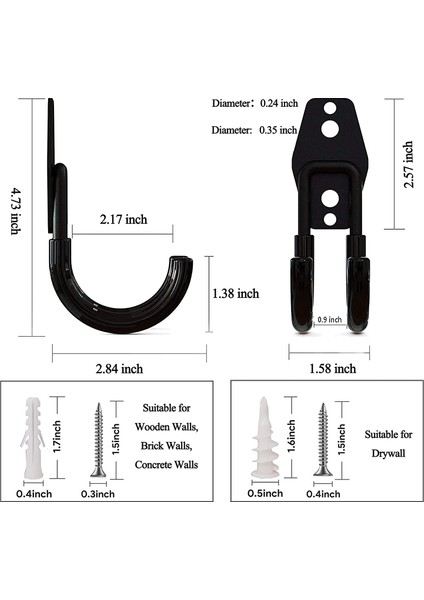 2'li Garaj Kancaları Ağır Hizmet Tipi Duvara Monte Düzenleyici Garaj Duvara Monte Yardımcı Kancalar Kaymaz Kaplamalı J Kancalar (Yurt Dışından) indirimleri