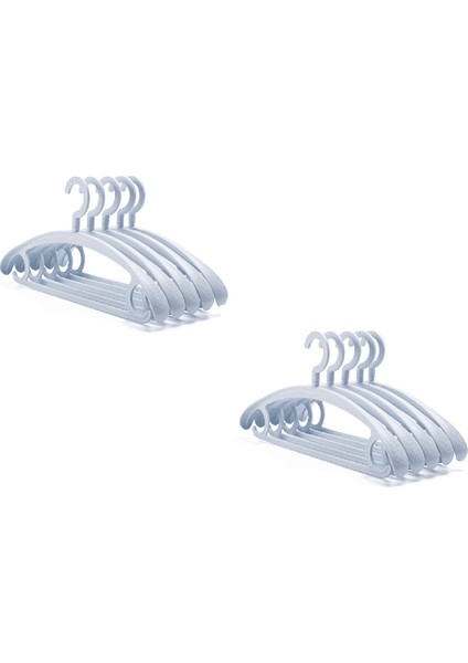 10'lu Paket Ağır Hizmet Tipi Plastik Askılar Döner Kancalı Elbise Askısı Geniş Omuzlu Kaymaz Kalın Askı Mavi (Yurt Dışından)