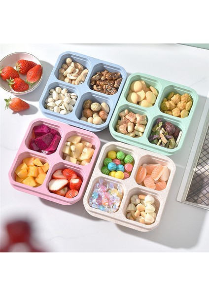 Yeniden Kullanılabilir 4 Bölmeli Atıştırmalık Kapları Bento Atıştırmalık Kutusu Yemek Hazırlama Kapları Atıştırmalıklar, Meyveler, Kuruyemişler ve Şekerler (Yurt Dışından) modelleri