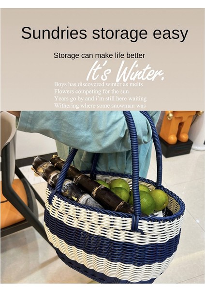 Büyük Mavi ve Beyaz Açık Hava Piknik Sepeti, Alışveriş Sepeti, Toplama Sepeti, Hediye Sepeti, Taşınabilir Sepet (Yurt Dışından) modelleri