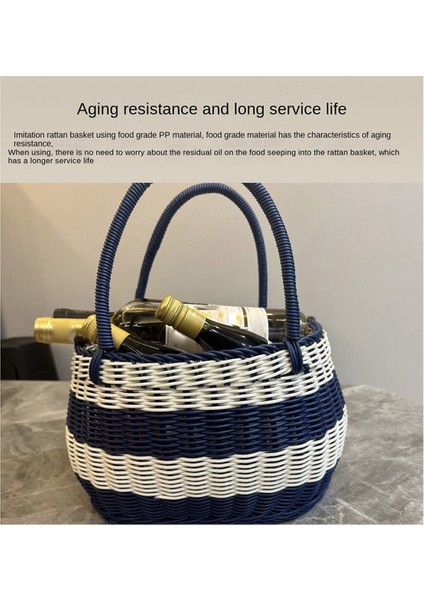 Büyük Mavi ve Beyaz Açık Hava Piknik Sepeti, Alışveriş Sepeti, Toplama Sepeti, Hediye Sepeti, Taşınabilir Sepet (Yurt Dışından) fırsatları