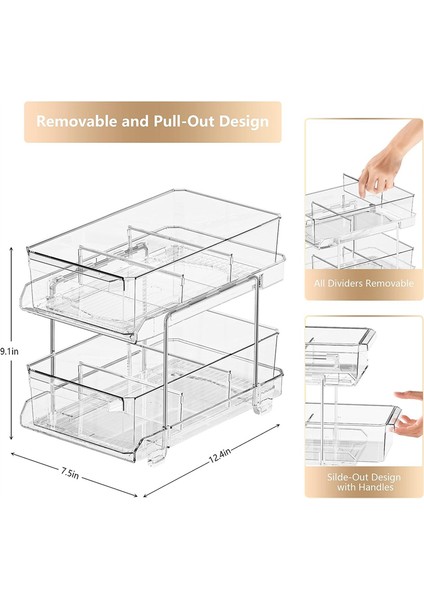 Katlı Banyo Düzenleyici, Bölücüler, Çok Amaçlı Sürgülü Şeffaf Saklama Kabı, Banyo ve Mutfak Tezgahı Için (Yurt Dışından) fiyatları