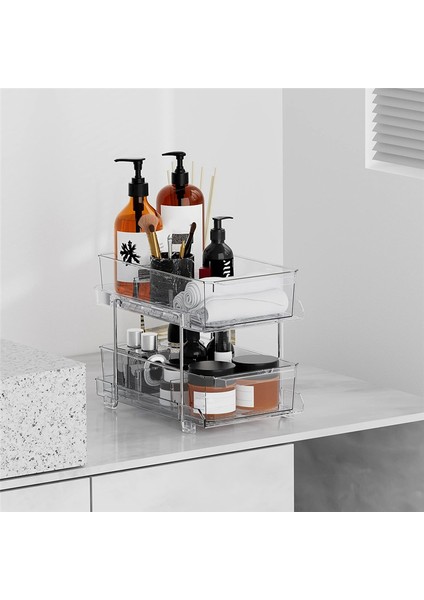 Katlı Banyo Düzenleyici, Bölücüler, Çok Amaçlı Sürgülü Şeffaf Saklama Kabı, Banyo ve Mutfak Tezgahı Için (Yurt Dışından) fırsatları