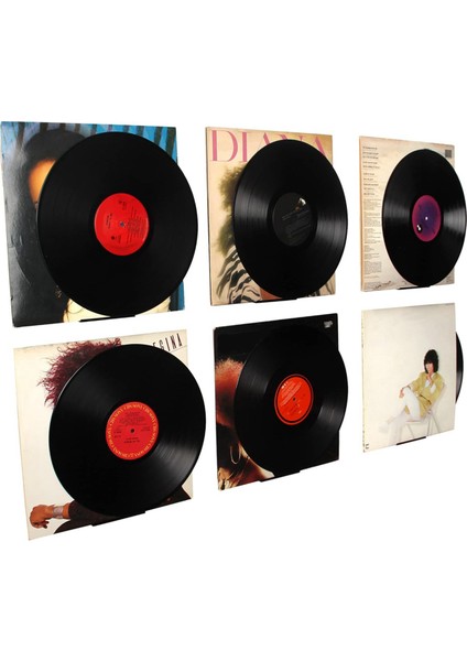 Siyah Vinil Plak Rafı Duvar Montajı 6'lı Paket, Vinil Tutucu Duvar, Akrilik Albüm Plak Tutucu Ekranı (Yurt Dışından) indirimleri