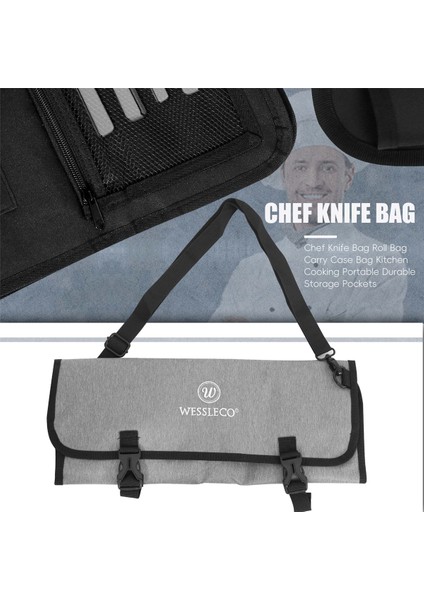 Wessleco Şef Bıçağı Çantası Rulo Çanta Taşıma Çantası Mutfak Pişirme Taşınabilir Dayanıklı Saklama Cepleri (Yurt Dışından) fırsatları