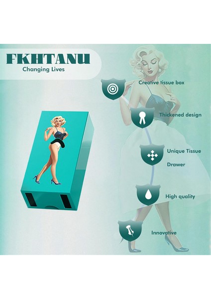 Çizgi Film Kız Mendil Kutusu, Uçan Etek Mendil Kutusu Masaüstü Dekorasyon Peçete Kutusu, Kız Uzun Etek Mendil Kutusu (Mavi) (Yurt Dışından) fırsatları