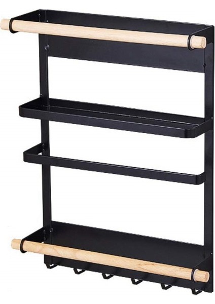 Buzdolabı Kapısı Duvara Monte Manyetik Kağıt Havlu Düzenleyici Paslanmaz Baharat Kavanozları Dolap Çok Amaçlı Buzdolabı, Siyah (Yurt Dışından)