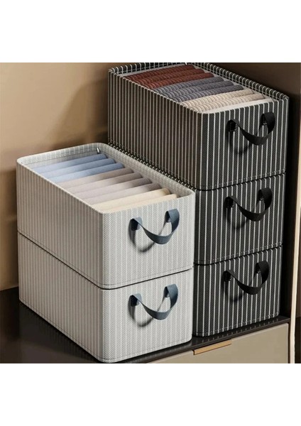 Siyah Şeritler Katlanabilir Metal Çerçeve Giysi Saklama Kutusu Büyük Kapasiteli Pantolon Saklama Kutusu (Yurt Dışından) fırsatları