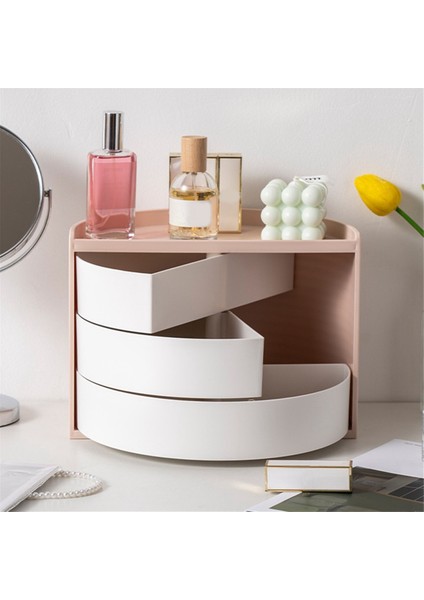 Masaüstü Yatak Odası Döndürülebilir Saklama Kutusu Yarım Daire Kozmetik Ruj Mücevher Kozmetik Toz Saklama Kutusu Pembe (Yurt Dışından) fırsatları