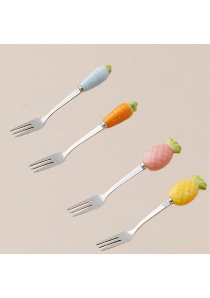 Sevimli Seramik Kavanoz Meyve Çatalı Seti 304 Paslanmaz Çelik Pasta Çatalı Ev Partisi Tatlı Çatalı Sevimli Saklama Kavanozu Çocuk Sofra Takımı (Yurt Dışından) fiyatları