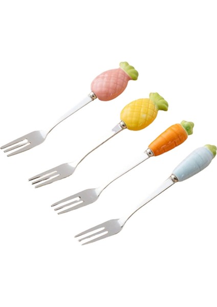 Sevimli Seramik Kavanoz Meyve Çatalı Seti 304 Paslanmaz Çelik Pasta Çatalı Ev Partisi Tatlı Çatalı Sevimli Saklama Kavanozu Çocuk Sofra Takımı (Yurt Dışından) fırsatları