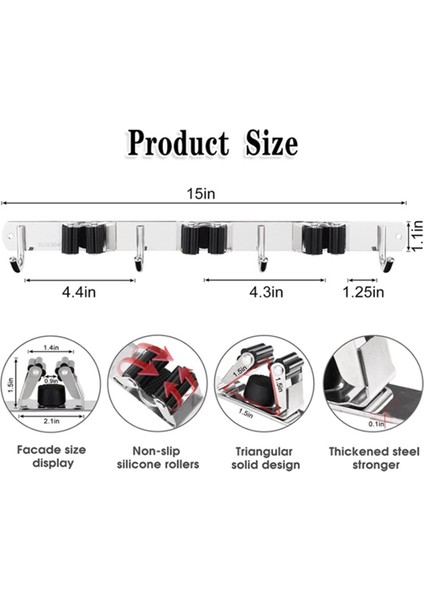Süpürge Düzenleyici Depolama Alet Rafları Paslanmaz Çelik Ağır Hizmet Tipi Kancalar Kendinden Yapışkanlı Katı Kaymaz (Yurt Dışından) modelleri