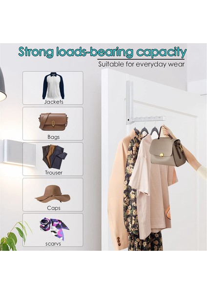 Kapı Üstü Askılık, Katlanabilir Kapı Üstü Çamaşır Kurutma Askılığı, 6 Delikli Giysi Asmak Için, 2'li Paket (Yurt Dışından) fiyatları