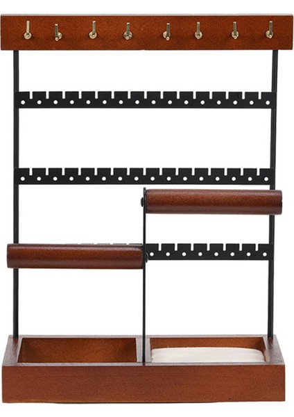 Kahverengi Çift Eksenli Takı Standı Çıkarılabilir Masif Ahşap Tabanlı Yüzük Saklama Kutusu Küpe Takı Askısı Kolye Yüzük Takı Kutusu (Yurt Dışından) indirimleri