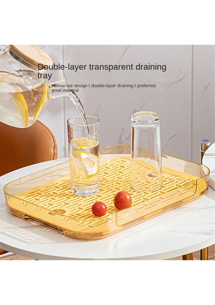 Çift Katmanlı Drenaj Tepsisi, Çay Tepsisi, Meyve Tepsisi, Basit Ev Oturma Odası Tepsisi, Yeşil ve Şeffaf (Yurt Dışından) indirimleri