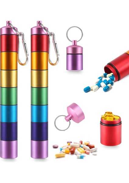 Hap Düzenleyici - Haftalık Hap Kutusu - Metal Hap Kutusu 7 Gün Su Geçirmez - Seyahat Hap Kutusu - Istiflenebilir Hap Kutusu 2'li Paket (Yurt Dışından)