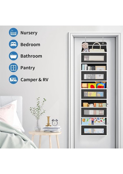 Kapı Üstü Düzenleyici Depolama, 5 Raflı Askılı Kapı Düzenleyici, 5 Kapasiteli Cepli, Kapı Düzenleyici Siyah (Yurt Dışından) fırsatları