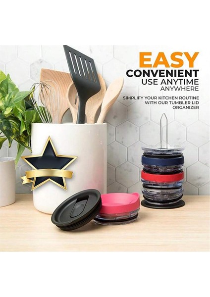 4'lü Katlanabilir Bardak Kapağı Düzenleyici, Yerden Tasarruf Sağlayan Tasarım, Sağlam Kalın Kauçuk Tabanlı Bardak Kapağı Düzenleyici, Ayaklı (Yurt Dışından) indirimleri