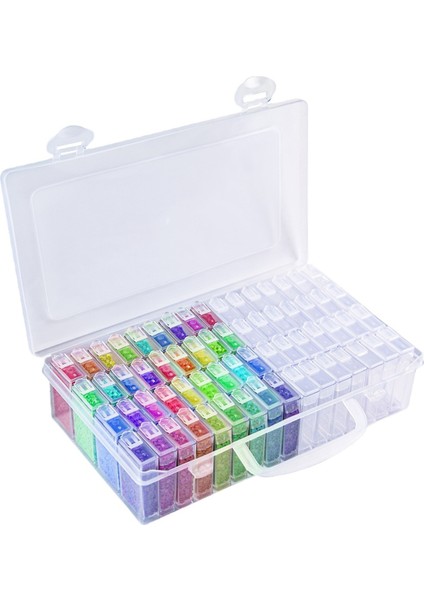64 Izgaralı Elmas Boya Saklama Kutusu Taşınabilir Tohum Boncuk Düzenleyici Kutusu Dıy Tırnak Sanatı Plastik Kap (Yurt Dışından)