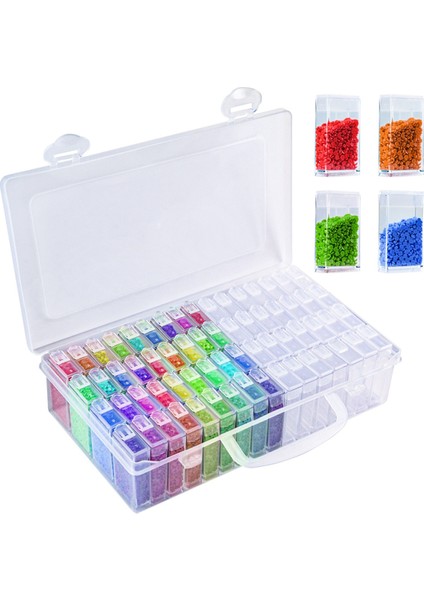 64 Izgaralı Elmas Boya Saklama Kutusu Taşınabilir Tohum Boncuk Düzenleyici Kutusu Dıy Tırnak Sanatı Plastik Kap (Yurt Dışından) fırsatları
