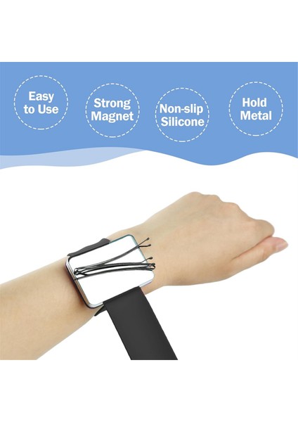 Adet Manyetik Iğne Yastığı Bilek, Manyetik Dikiş Iğne Yastığı, Dikiş Için Manyetik Iğne Tutucu Bileklik, Siyah+Pembe (Yurt Dışından) fırsatları