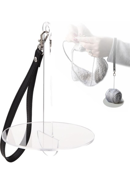 Deri Bileklikli Akrilik Şeffaf Bileklik Iplik Tutucu, Taşınabilir Iplik Yumağı Tutucu, Örgü Malzemeleri Düzenleyici (Yurt Dışından) fırsatları
