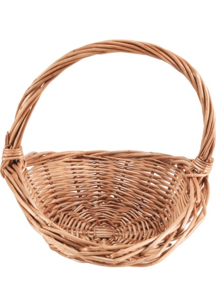 Saplı Hasır Sepet, Hasır Alışveriş Sepeti, Hediye Sepeti, Piknik Sepetleri, Mutfak Saklama Sepeti - Küçük (Yurt Dışından)