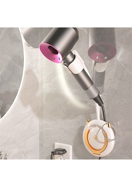 Duvara Monte Saç Kurutma Makinesi Tutucu, 360° Dönebilen Döner Saç Kurutma Makinesi Braketi, Kablo Askılı Ayarlanabilir Saç Kurutma Makinesi Standı Rafı, B (Yurt Dışından) indirimleri