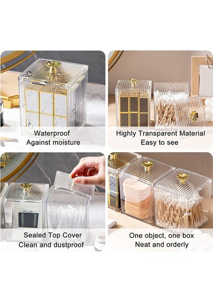 Adet Pamuk Topu Tutucu, Q-Tips Tutucu Şeffaf Modern Banyo Düzenleyicileri, Kapaklı Eczacı Kavanozları, Pamuk Topu Için (Yurt Dışından) indirimleri