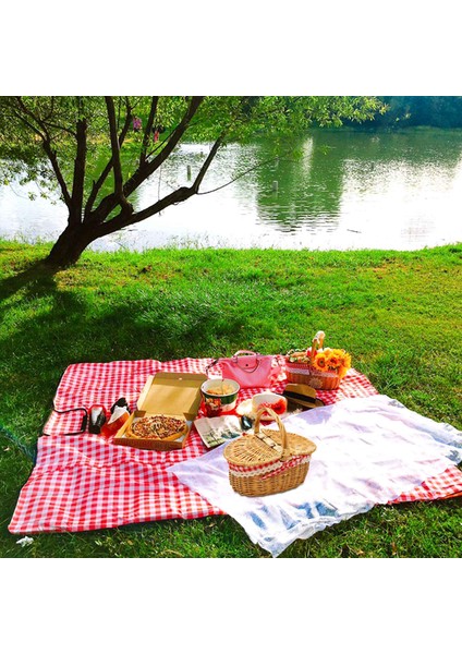 Piknikler, Partiler, Düğünler ve Barbeküler Için Kapaklı, Saplı ve Astarlı Kırsal Stil Hasır Piknik Sepeti (Yurt Dışından) fırsatları