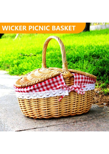 Piknikler, Partiler, Düğünler ve Barbeküler Için Kapaklı, Saplı ve Astarlı Kırsal Stil Hasır Piknik Sepeti (Yurt Dışından) indirimleri