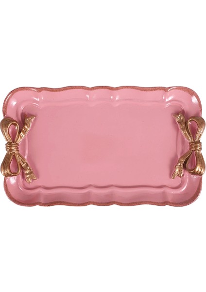 Avrupa Tarzı Fiyonklu Kek Saklama Tepsileri Makyaj Düzenleyici Tatlı Tabağı Kare Dekor Tepsi Mutfak Saklama Tepsileri 12X20 cm Pembe (Yurt Dışından)