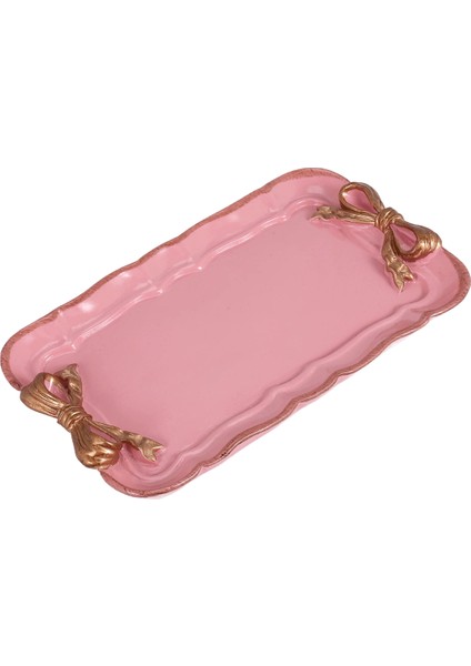 Avrupa Tarzı Fiyonklu Kek Saklama Tepsileri Makyaj Düzenleyici Tatlı Tabağı Kare Dekor Tepsi Mutfak Saklama Tepsileri 12X20 cm Pembe (Yurt Dışından) modelleri