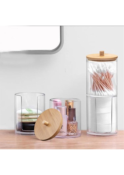 Banyo Için 3 Adet Şeffaf Plastik Pamuklu Çubuk Dispenseri ve Qtip Tutucu - Banyo Tuzları, Yuvarlaklar, Akrilik ve Ahşap Saklama Kabı (Yurt Dışından) fiyatları