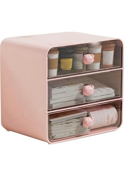 Katlı Makyaj Düzenleyici Tutucu Kozmetik Saklama Kutusu, Banyo Tezgahı Düzenleyici, Çekmeceli Masa Düzenleyici Pembe-A (Yurt Dışından)