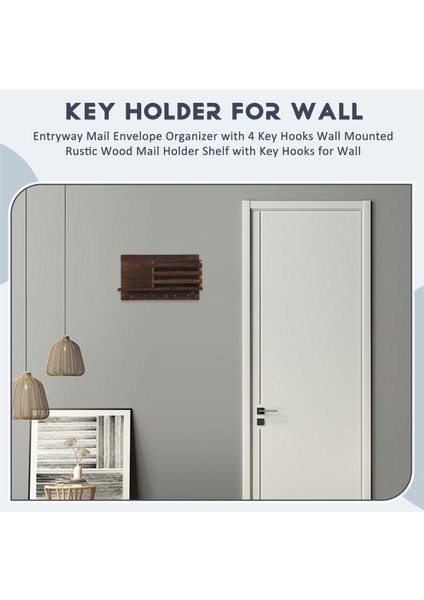 Giriş Yolu Posta Zarfı Düzenleyici, Duvara Monte 4 Anahtar Kancalı, Rustik Ahşap Posta Tutucu Rafı, Duvar Için Anahtar Kancalı (Yurt Dışından) fırsatları